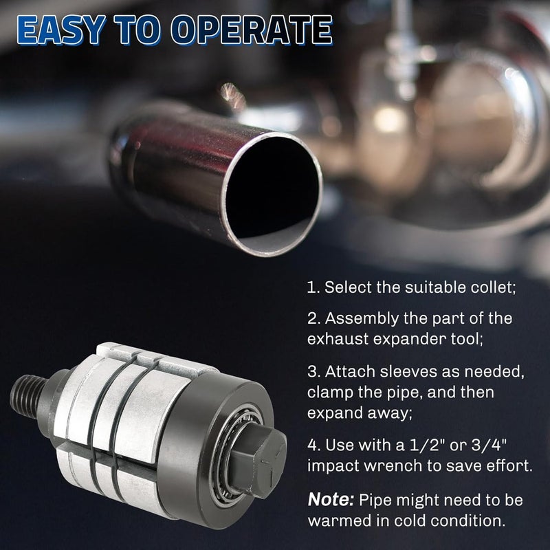 weyleity Exhaust Pipe Expander Tool Set | 28mm Exhaust Pipe Stretcher Tool Muffler Pipe Spreader Automotive Car Tool Kit 1-5/8 to 4-1/4 Inches for Tail Pipe Tube - Image 5